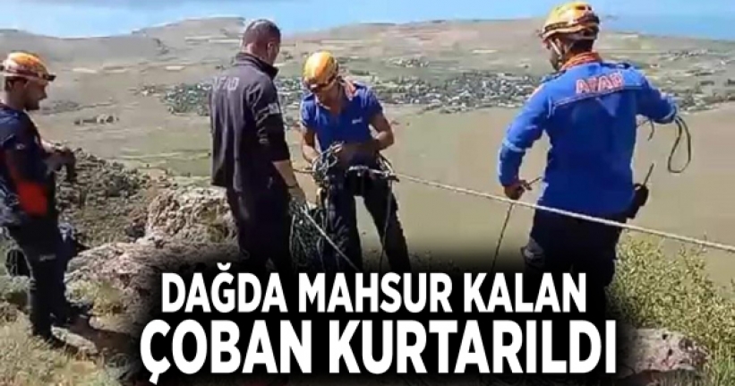 Dağda mahsur kalan çoban kurtarıldı