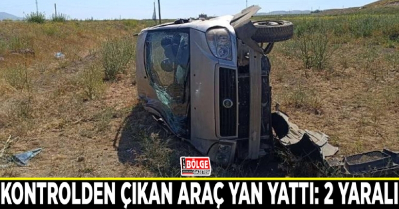 Kontrolden çıkan araç yan yattı: 2 yaralı