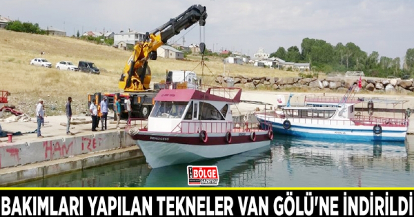 Bakımları yapılan tekneler Van Gölü'ne indirildi