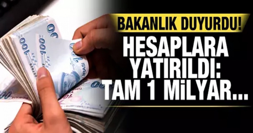 Hesaplara yatırıldı: Tam 1 milyar 195 milyon...