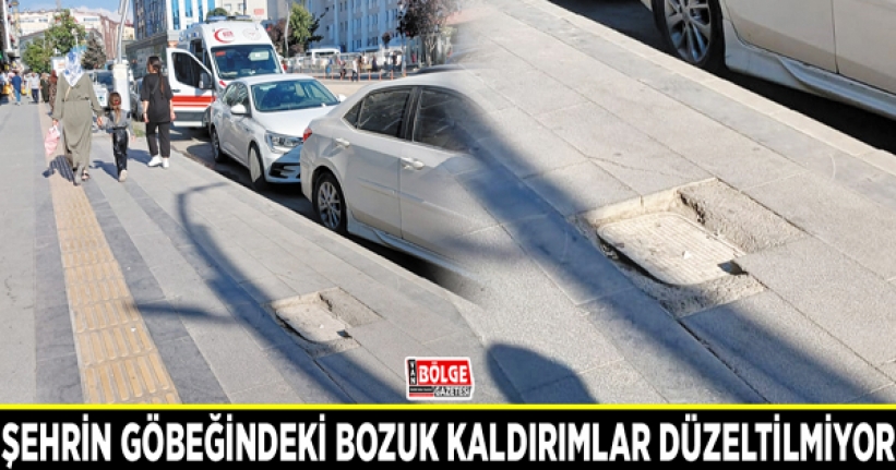 Şehrin göbeğindeki bozuk kaldırımlar düzeltilmiyor