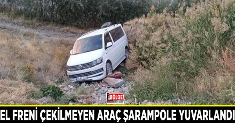 Van'da el freni çekilmeyen araç şarampole yuvarlandı