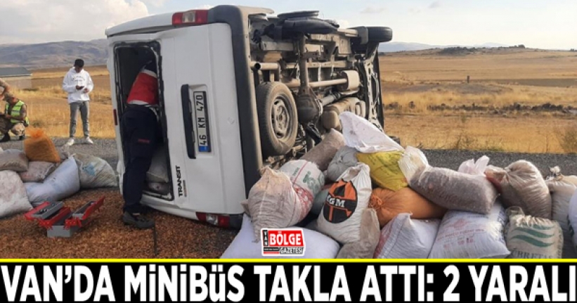 Van’da minibüs takla attı: 2 yaralı