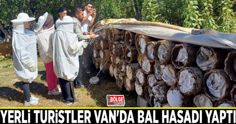 Yerli turistler Van'da bal hasadı yaptı