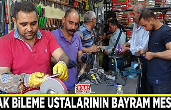 Bıçak bileme ustalarının yorucu bayram mesaisi