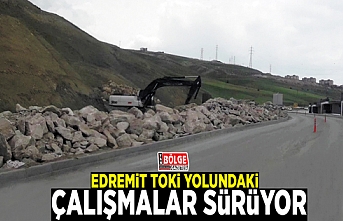 Edremit TOKİ yolundaki çalışmalar sürüyor