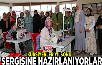 Kursiyerler yılsonu sergisine hazırlanıyorlar