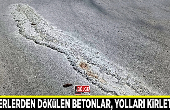 Mikserlerden dökülen betonlar, yolları kirletiyor