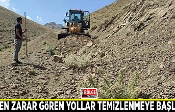 Selden zarar gören yollar temizlenmeye başlandı