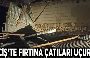 Erciş’te fırtına çatıları uçurdu