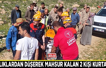 Kayalıklardan düşerek mahsur kalan 2 kişi kurtarıldı