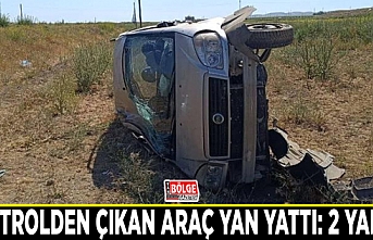 Kontrolden çıkan araç yan yattı: 2 yaralı