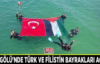 Van Gölü'nde Türk ve Filistin bayrakları açıldı