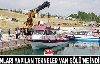 Bakımları yapılan tekneler Van Gölü'ne indirildi