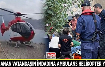 Yaralanan vatandaşın imdadına ambulans helikopter yetişti