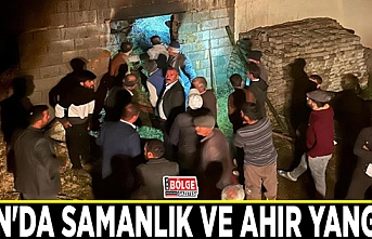 Van'da samanlık ve ahır yangını