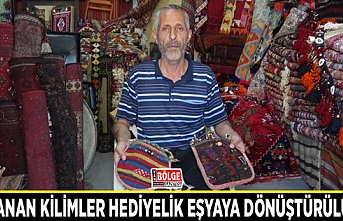 Yıpranan kilimler hediyelik eşyaya dönüştürülüyor