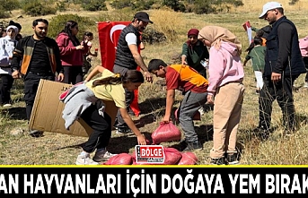 Yaban hayvanları için doğaya yem bırakıldı