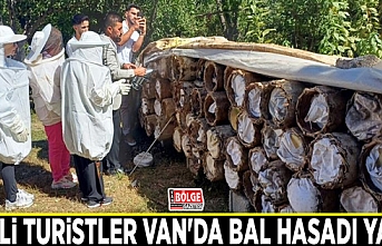 Yerli turistler Van'da bal hasadı yaptı