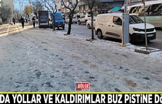 Van'da yollar ve kaldırımlar buz pistine döndü