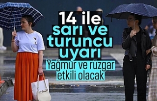 14 ile sarı ve turuncu kodlu uyarı