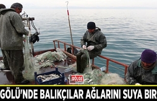 Van Gölü'nde balıkçılar ağlarını suya...